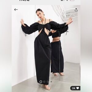 ASOS Edition Bardot oversized structured puff sleeve maxi dress